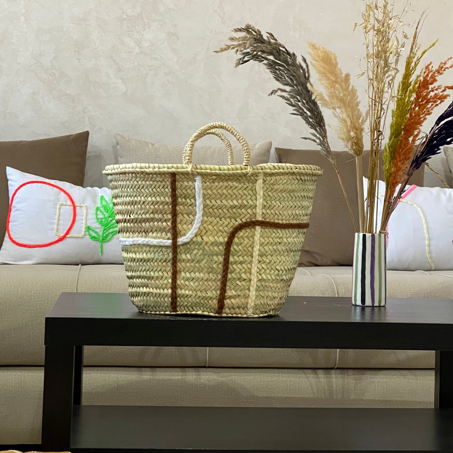 Wave Design Straw Bag