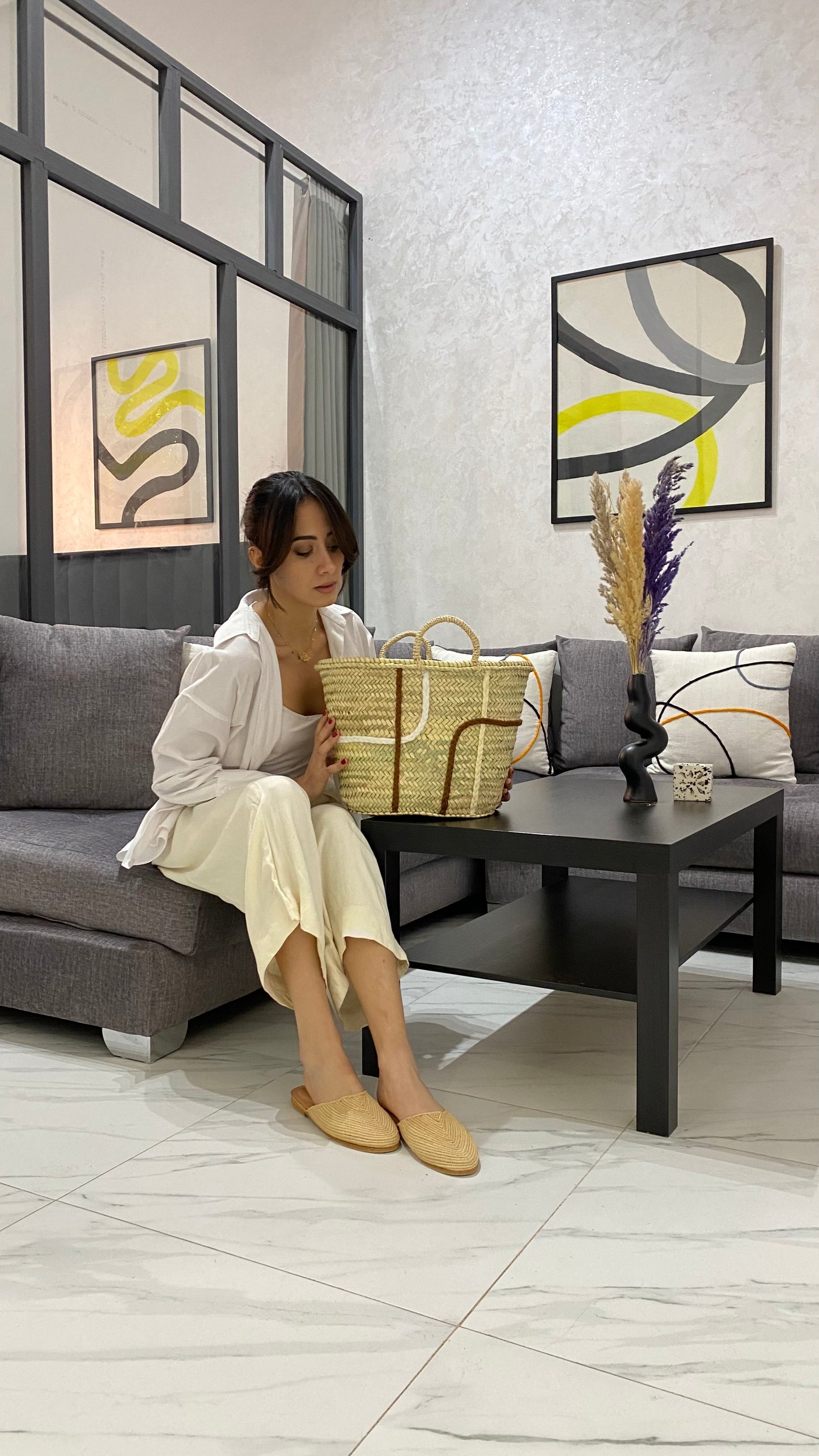 Wave Design Straw Bag