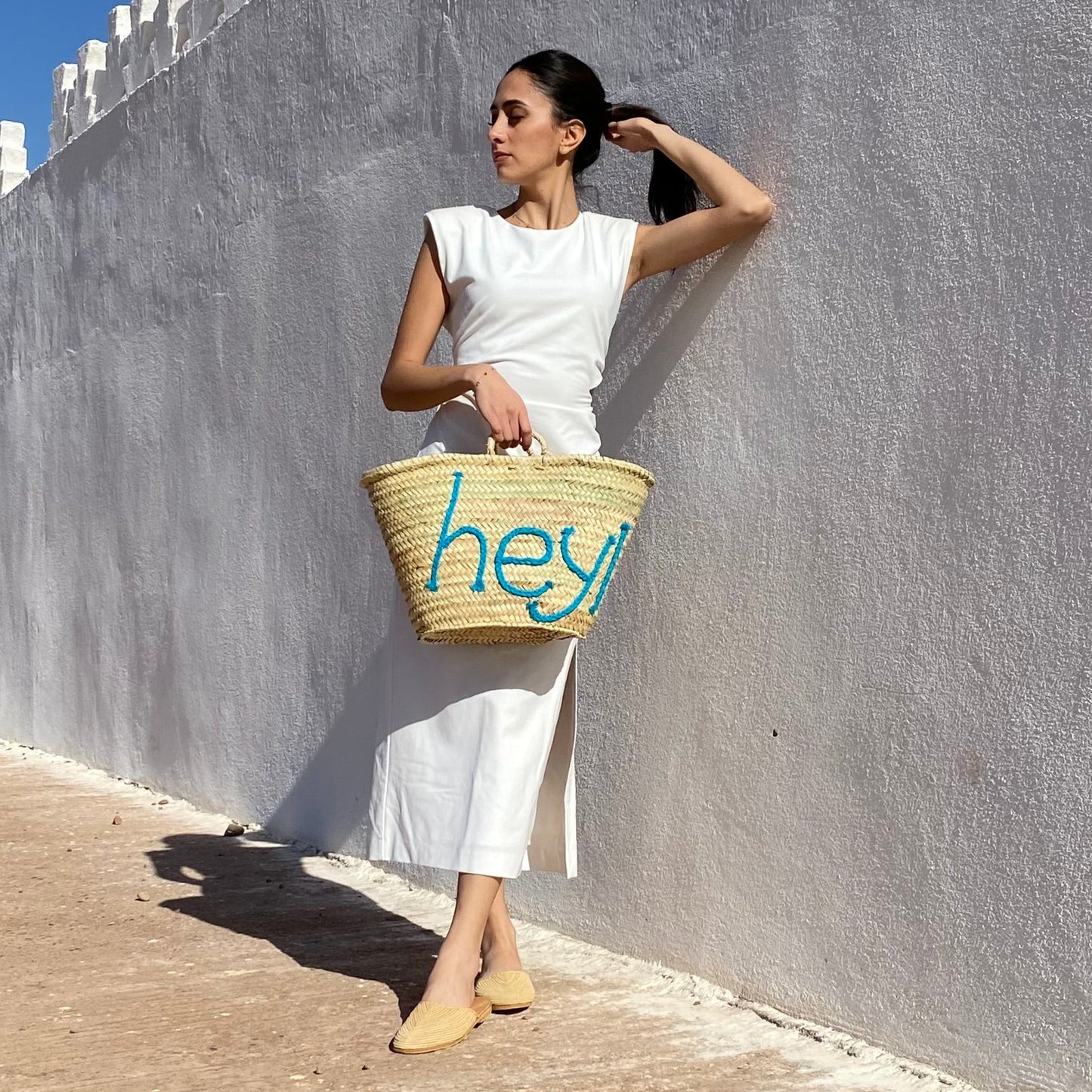 "Hey!" Straw bag