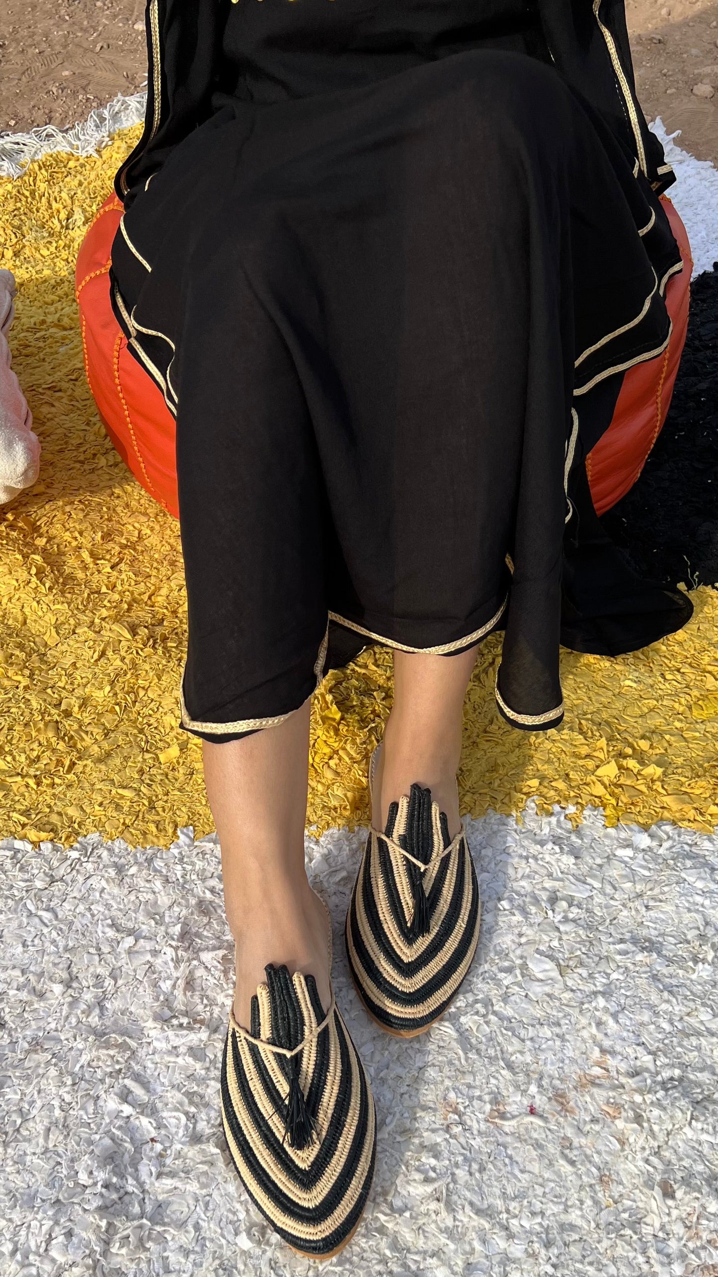 Comfy Moroccan Kaftan Dress – Black with Gold Embroidery