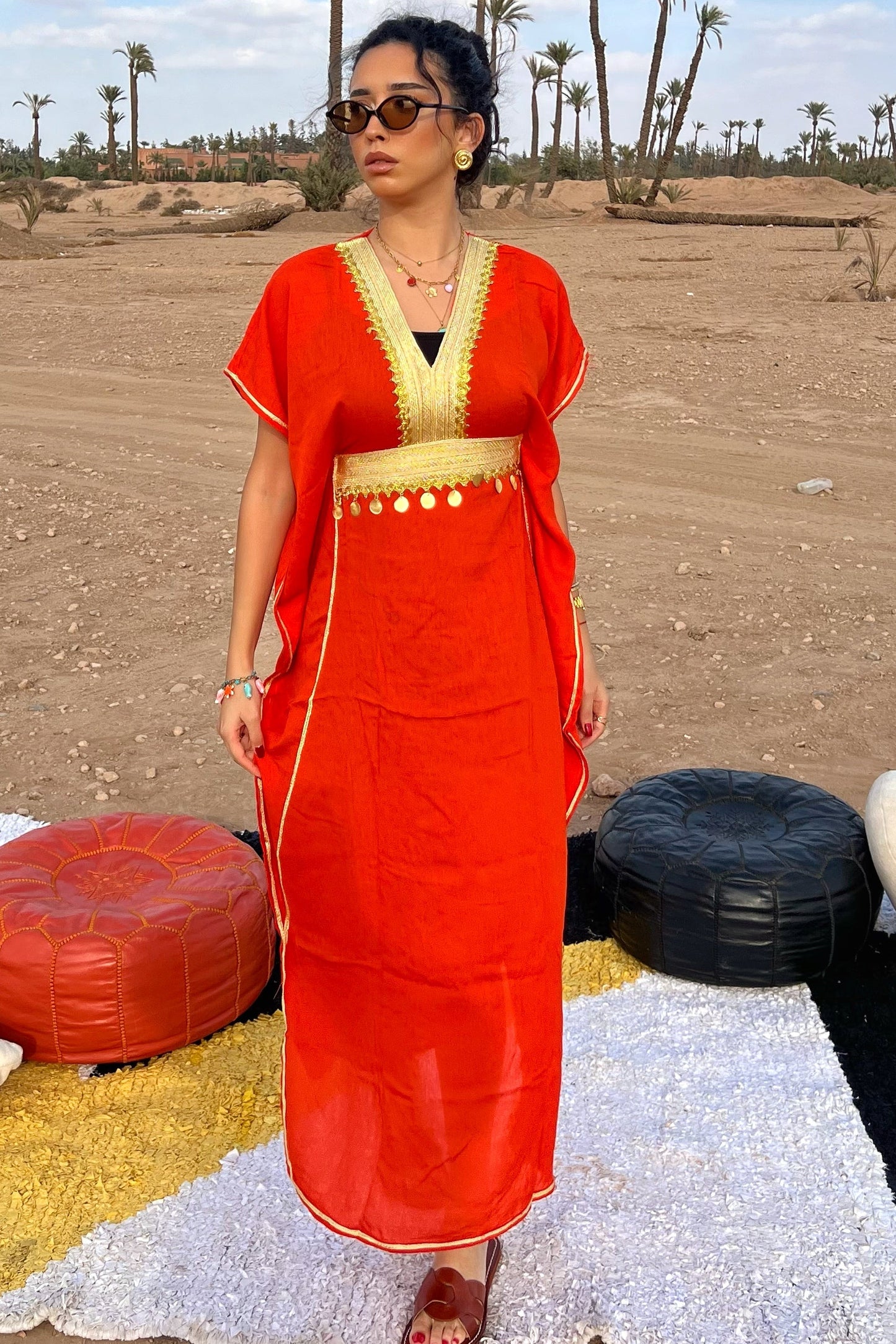 Light & Comfy Moroccan Kaftan Dress – Poppy Red