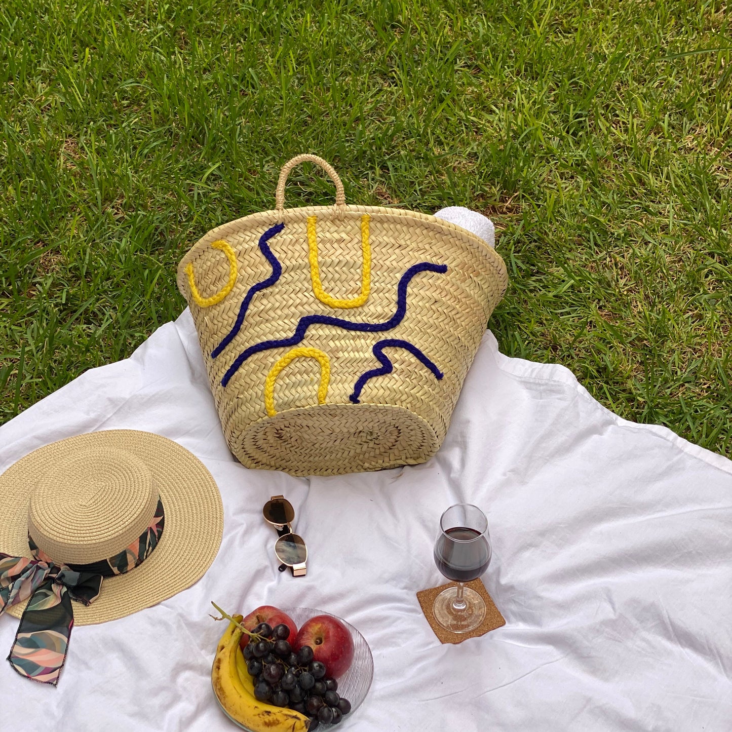 Blue Yellow Squiggle Tote