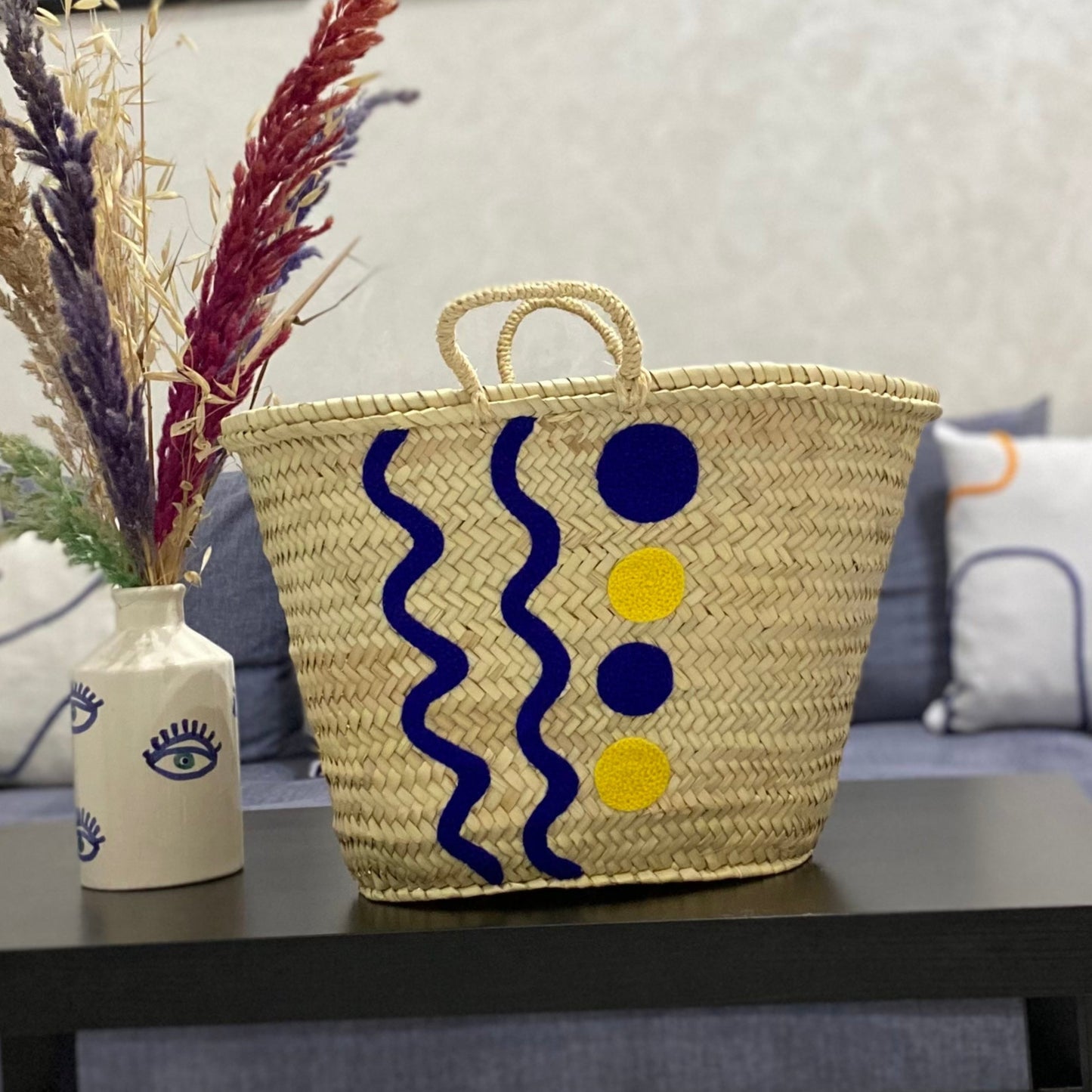 Blue Wave Straw bag