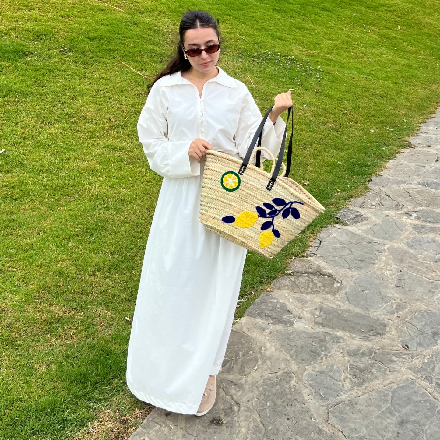 Fresh Citrus Tree Motif Tote Bag
