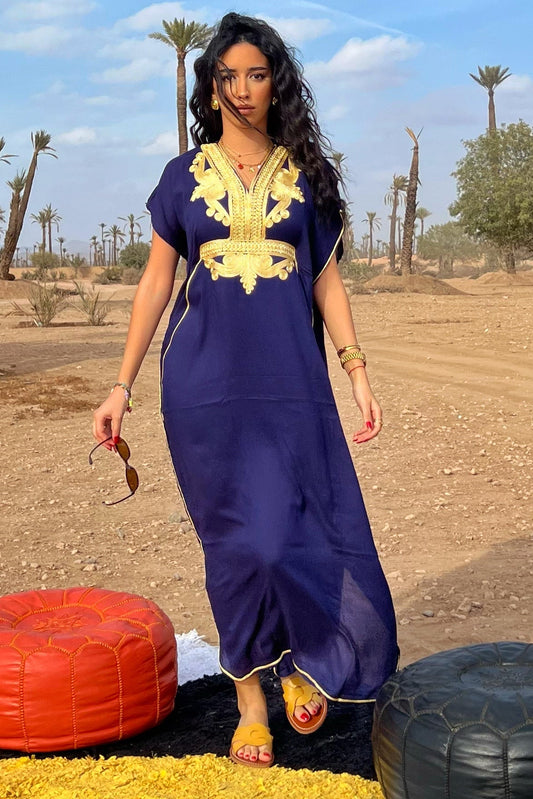 Comfy Moroccan Kaftan Dress – Royal Blue