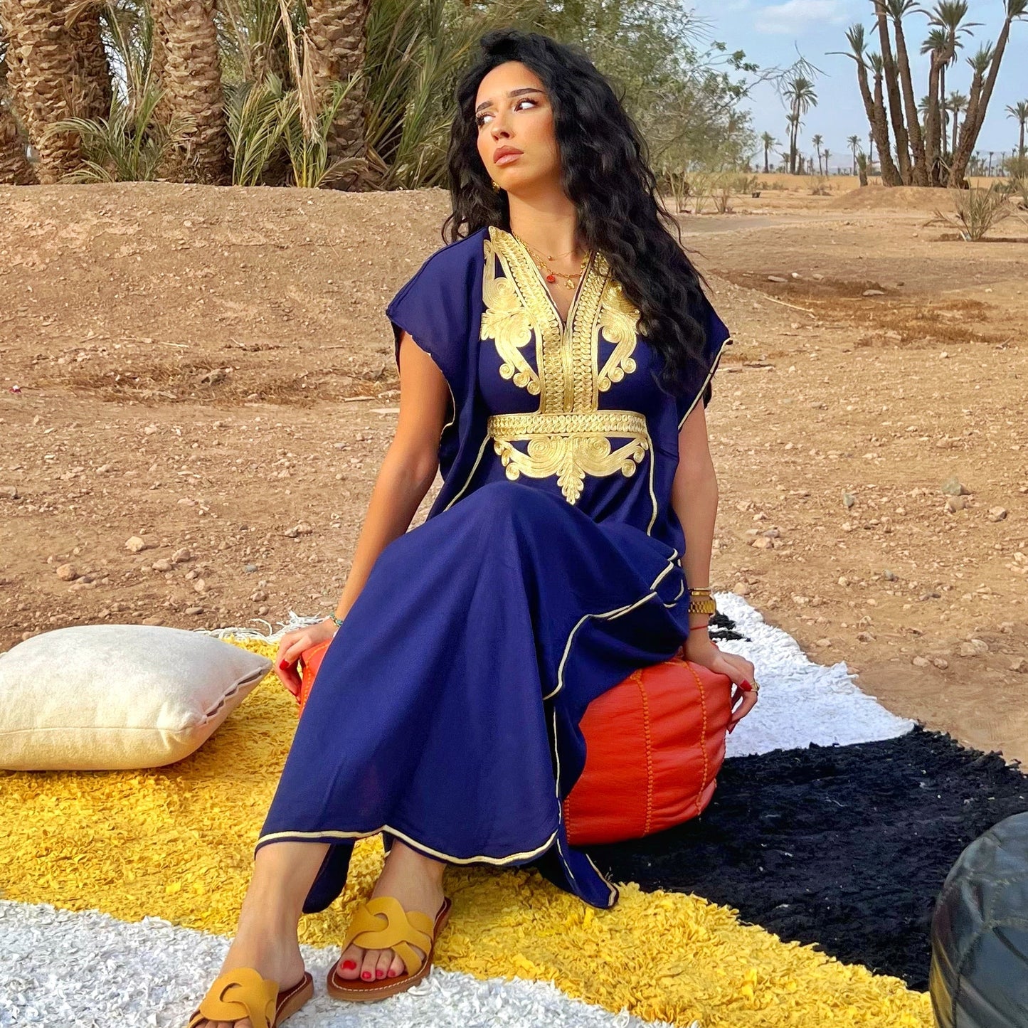 Comfy Moroccan Kaftan Dress – Royal Blue