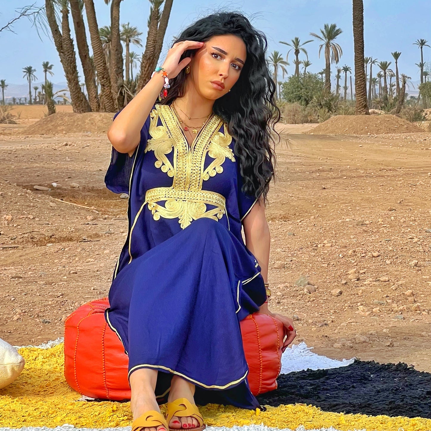 Comfy Moroccan Kaftan Dress – Royal Blue