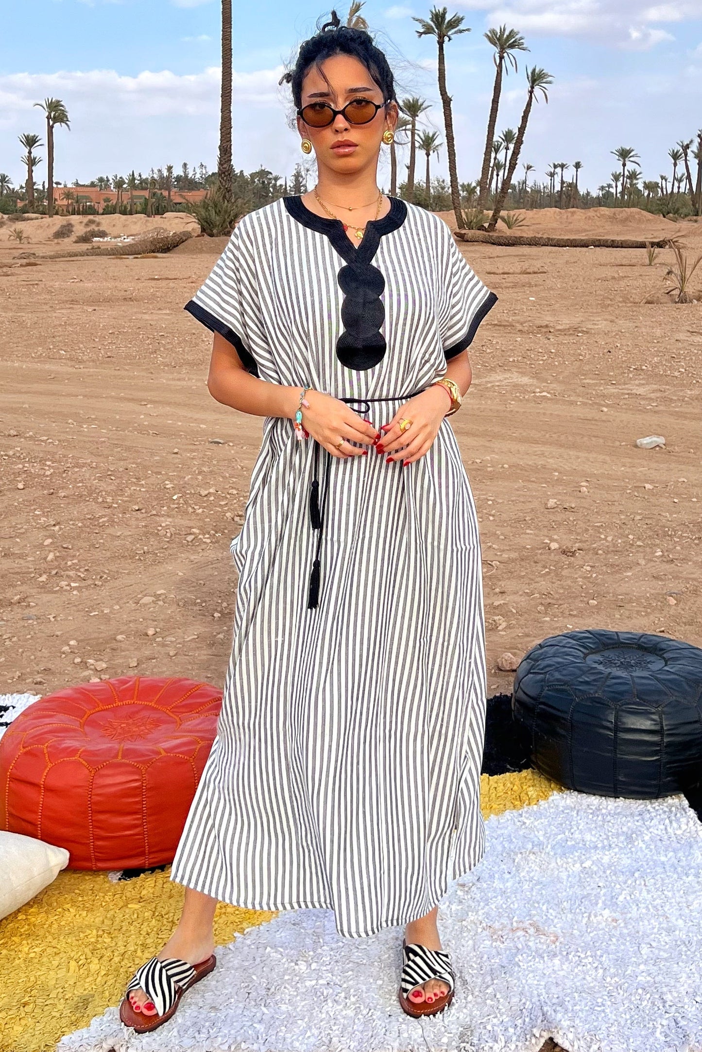 Light & Comfy Moroccan Stripe Dress – Black & White