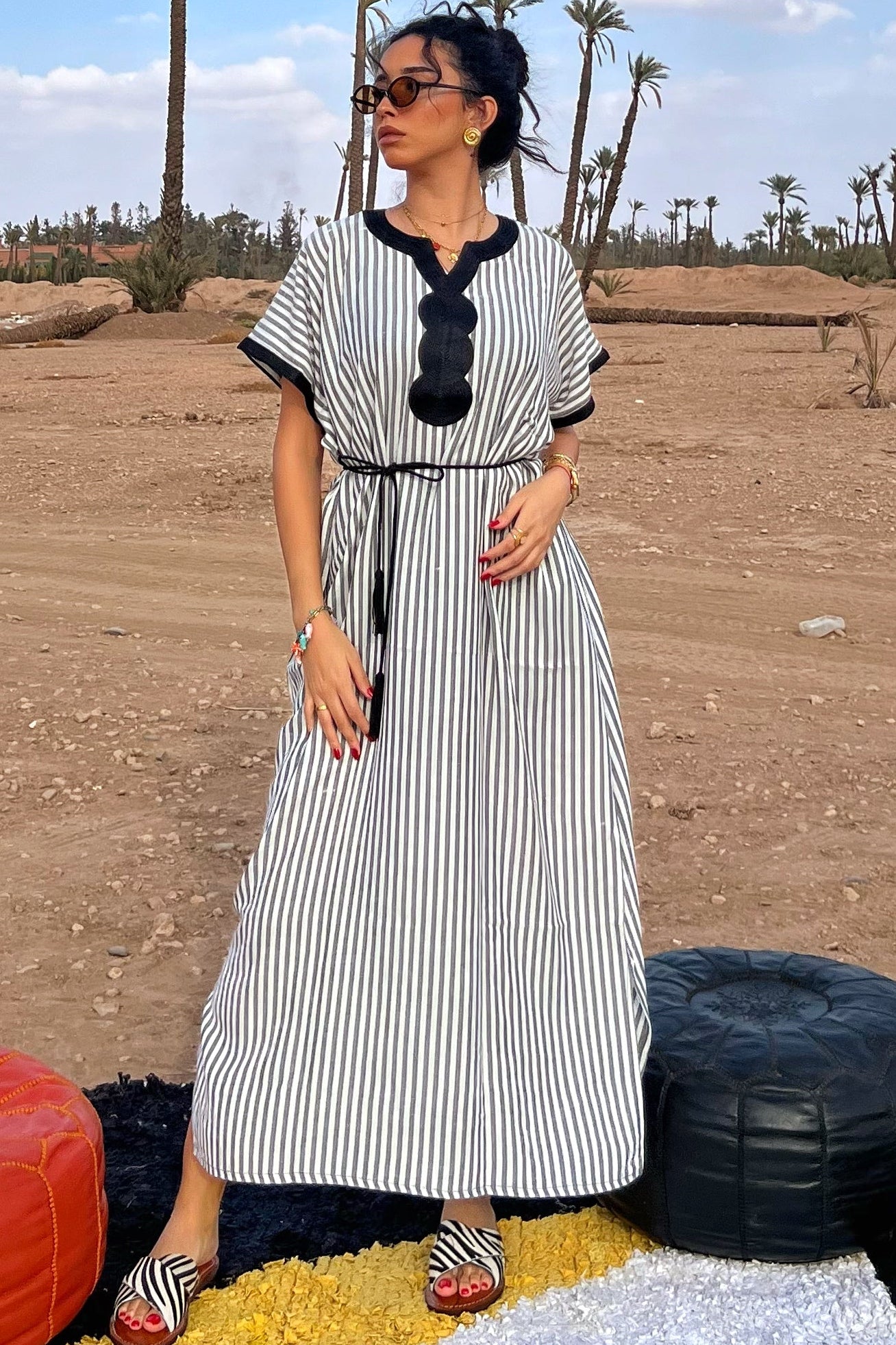 Light & Comfy Moroccan Stripe Dress – Black & White