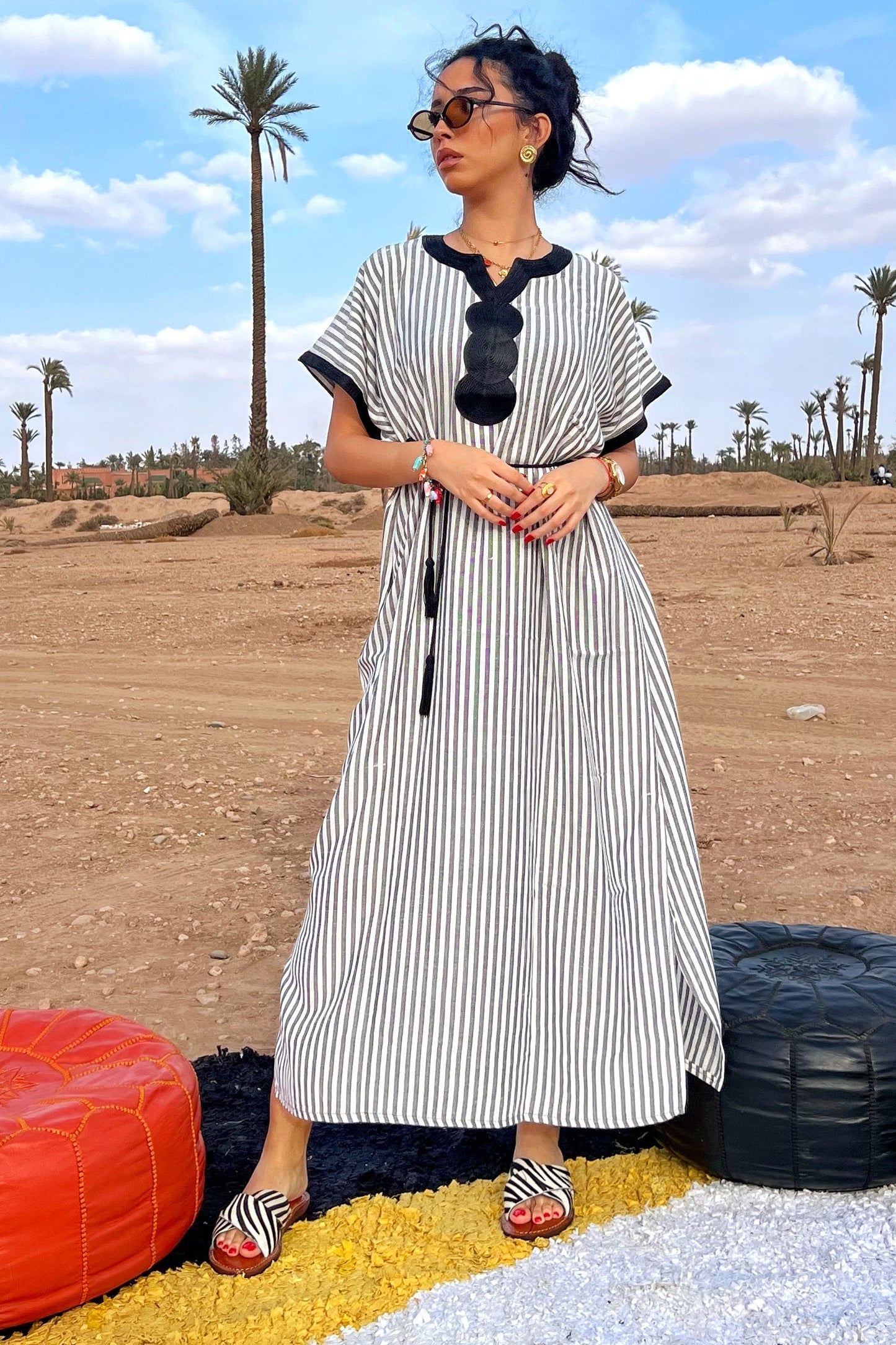 Light & Comfy Moroccan Stripe Dress – Black & White