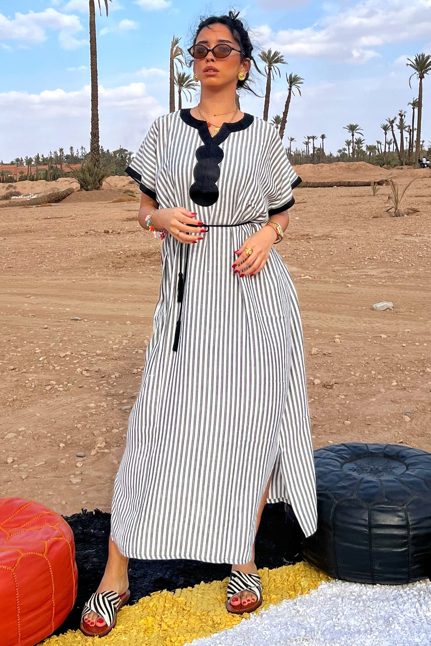 Light & Comfy Moroccan Stripe Dress – Black & White