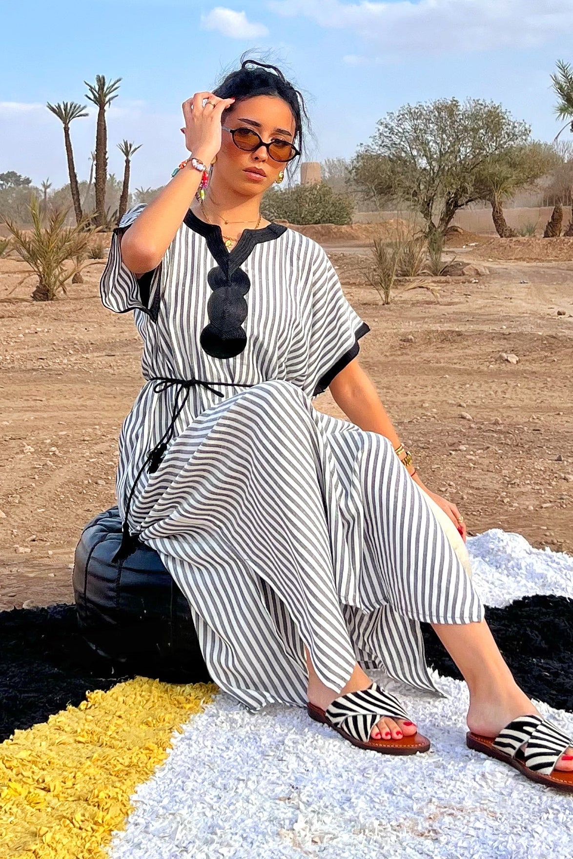 Light & Comfy Moroccan Stripe Dress – Black & White