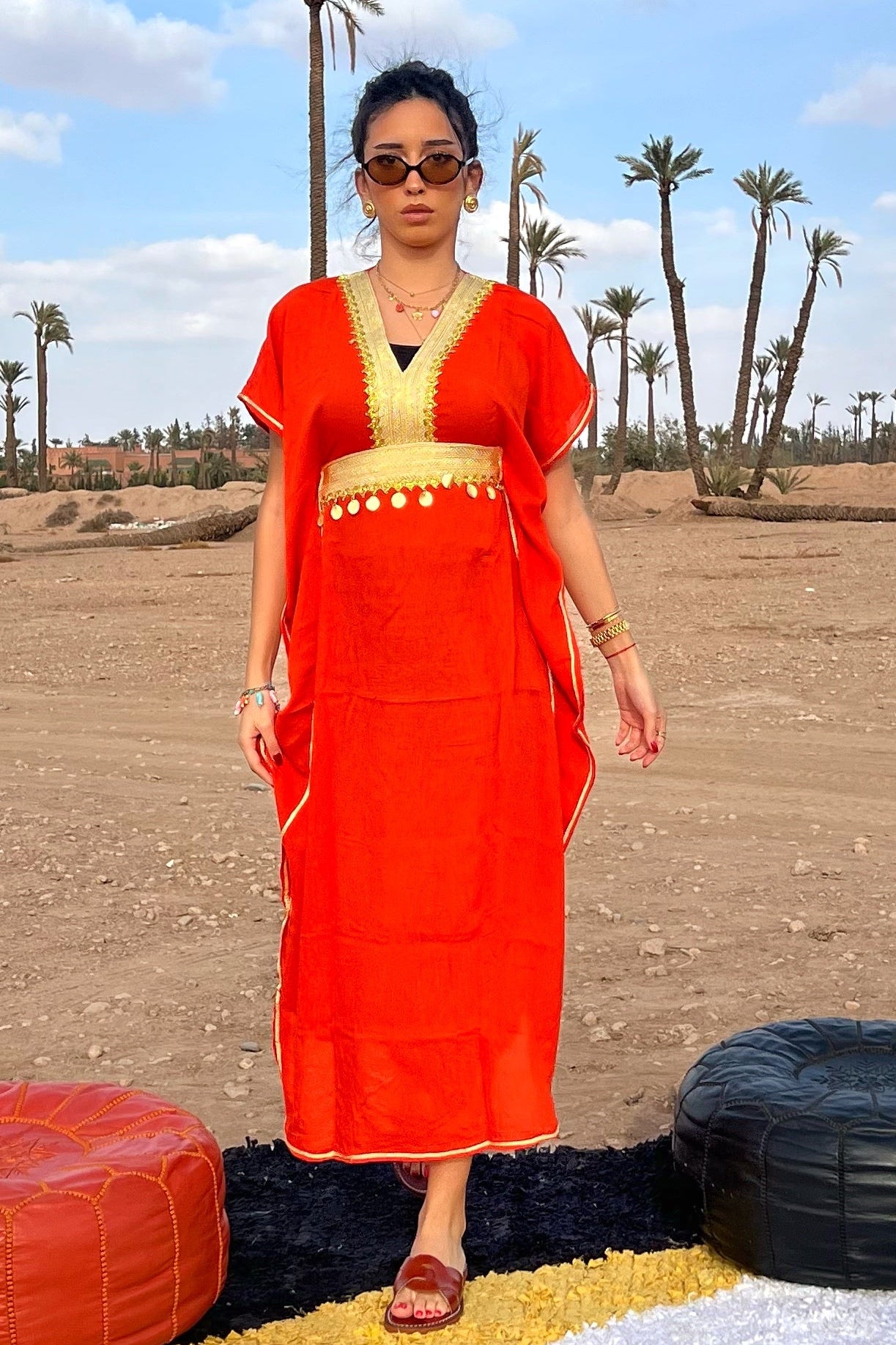 Light & Comfy Moroccan Kaftan Dress – Poppy Red