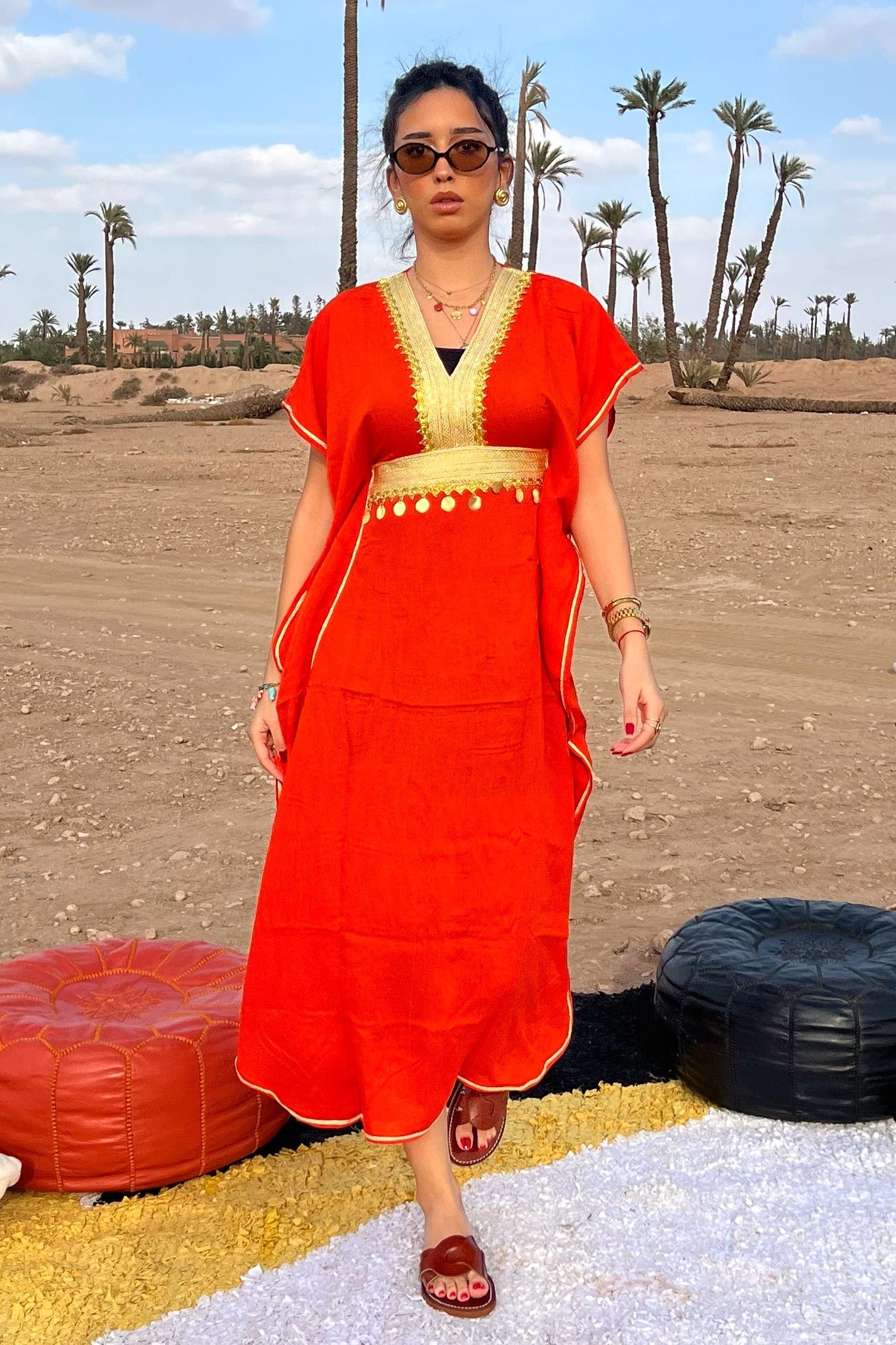 Light & Comfy Moroccan Kaftan Dress – Poppy Red