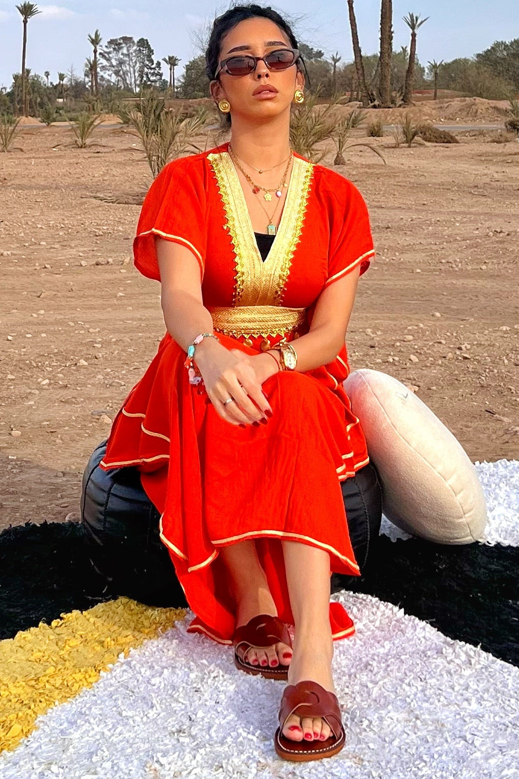 Light & Comfy Moroccan Kaftan Dress – Poppy Red