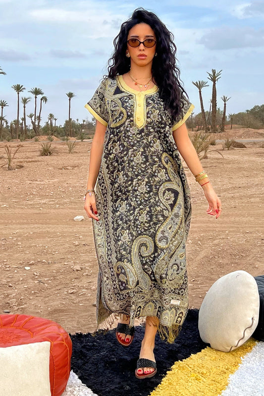 Comfy Moroccan Patterned Kaftan Dress