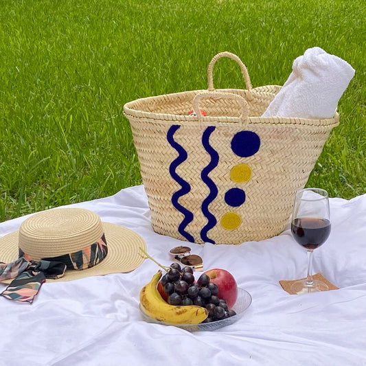 Blue Wave Straw bag